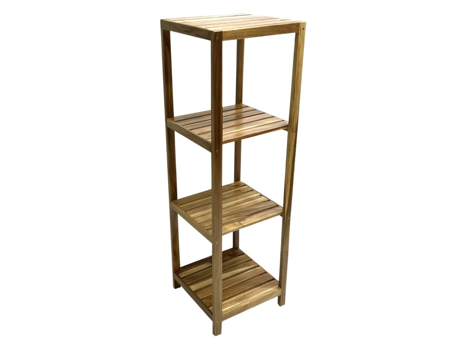 Acacia Wood 4-Tier Bath Shelf - Durable Storage Solution
